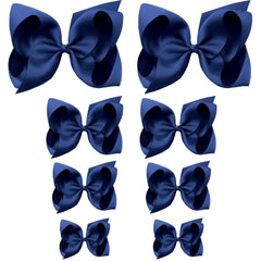 OAOLEER navy blue 8-inch grosgrain bow with clip for stylish school outfits.
