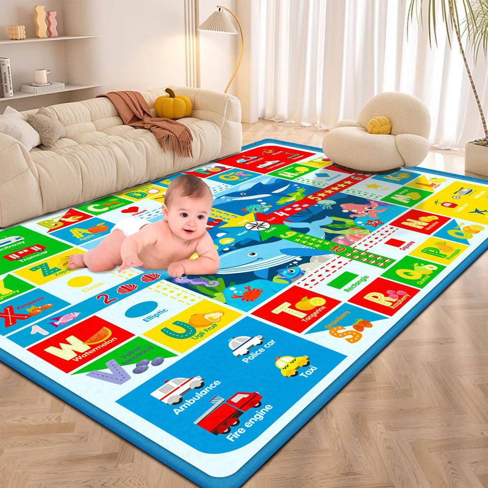 Oarifun baby play mat on the floor for safe crawling and exploration