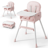 Obee Odee 3-in-1 high chair setup in pink shows portable design for travel