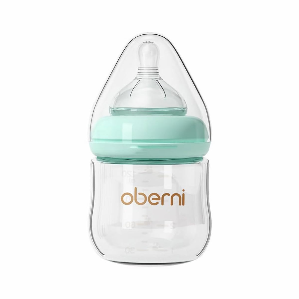 Oberni glass baby bottle with anti-colic system for calmer feeds