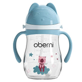 Oberni leakproof sippy cups blue lid and strap for travel and anti-spill on the go