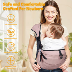 Oblitor baby carrier multiple usage demonstrates sitting and sleeping positions for versatile on-the-go.