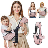 Oblitor baby carrier newborn usage demonstrates adjustable straps for growing infants during errands.