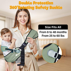 Oblitor baby carrier worn-on-shoulder demonstrates easy daily use and support
