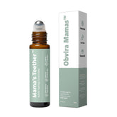 Obvira Mamas teething roller chamomile-rose bottle; natural gum soothing in a glass container.