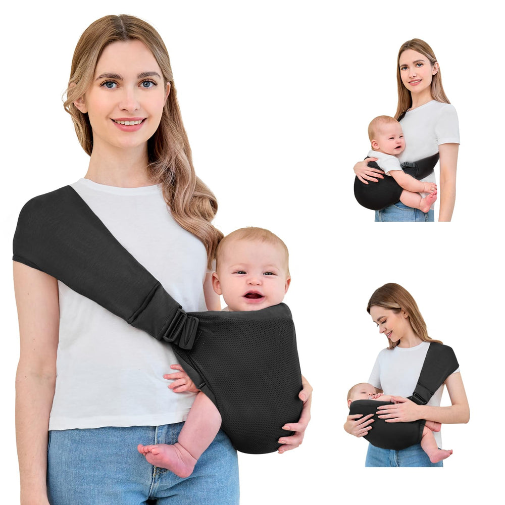 Ocanoiy Baby Sling Carrier mesh breathable close up showing cooling fabric for baby and parent.