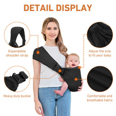 Ocanoiy Baby Sling Carrier ergonomic hip position close up depicting M shaped seating.