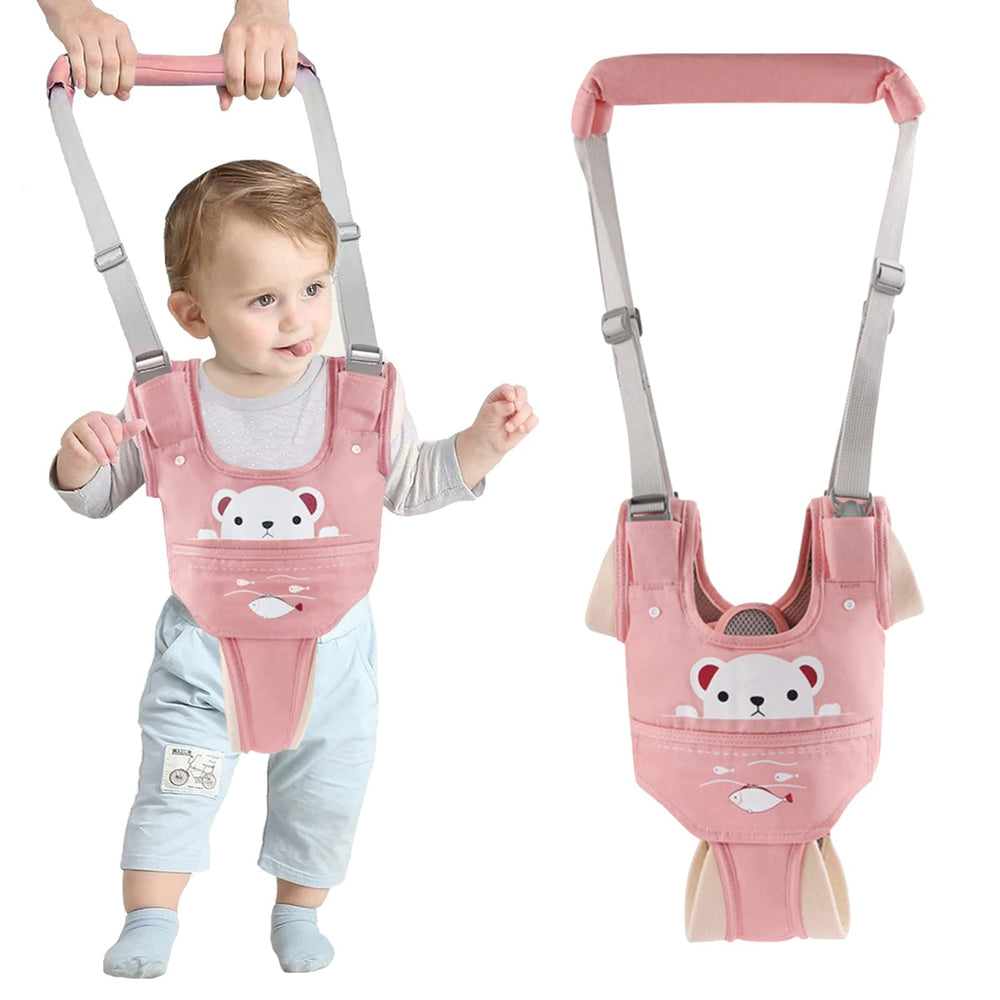 Ocanoiy baby walking harness pink in use supports first steps