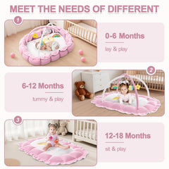 OCATO Baby Play Mat Gym safety cushions with edge-free design for gentle play.