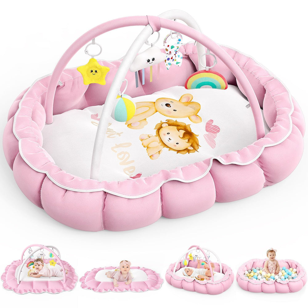 OCATO Baby Play Mat Gym tummy time layout supports neck and core strength.