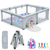OCATO baby playpen folded compact for travel and storage convenience.