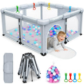 OCATO Baby Playpen folding setup shows quick, portable assembly.
