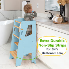OCODILE Toddler Kitchen Stool with removable safety bars for added protection.