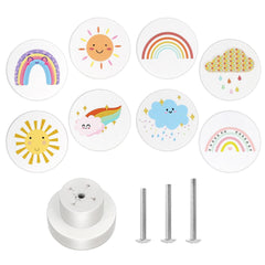 OctinPris boho rainbow drawer knob with sunny pattern for playful kids' furniture.