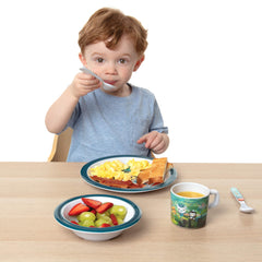 Octonauts five-piece mealtime set blue octo-friends bowl keeps food contained for easy scooping.