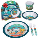Octonauts five-piece mealtime set blue octo-friends plate promotes self-feeding and kid-friendly meals.