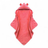 odaa Organic Cotton Toddler Poncho Towel with coral hood and bear ears for bath-time warmth