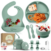 odoe 11-piece feeding set with suction plate helps little eaters self-feed neatly.