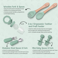 odoe wooden spoon and fork soft grip designed for tiny hands and comfort.