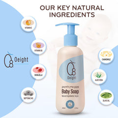 Oeight Baby Body Wash chamomile visual emphasizes calming extract during bath