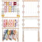 Officentra headband holder macrame bow hanger neatly displays bows in a nursery.