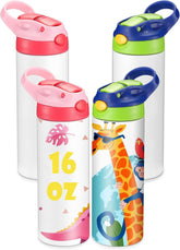OFFNOVA kids sublimation tumbler 4-pack with handle for easy portability.
