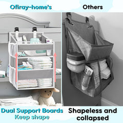 Ofiray-home mesh-pockets-viewable-design allows quick access to diapers and wipes.