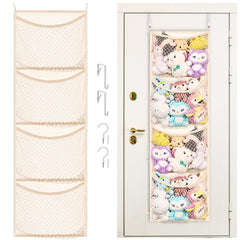 Ofiray-home over-door stuffed animal storage with four pockets for easy toy access.