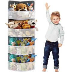 Ofiray-home soft corner shelf hanging setup keeps toys neatly organized and within reach.