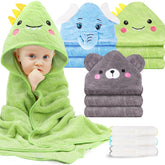 OFUSUY 6-piece baby towel set general view shows soft coral fleece for cozy bath time.