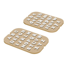 Ogears alphabet board varied textures and letters support imaginative play on a compact sensory table.