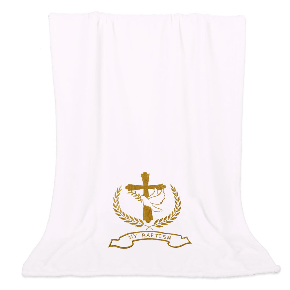 Ohmique Baptism Blanket with cross embroidery for a timeless christening keepsake
