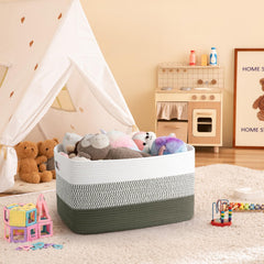 OIAHOMY large blanket basket side view showing roomy interior and sturdy handles.