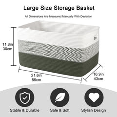 OIAHOMY rectangular storage basket with handles ready for easy transport.