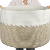 OIAHOMY 105L blanket basket closeup shows sturdy cotton rope storage for living rooms