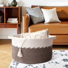OIAHOMY blanket basket folded-compact demonstrates space-saving design.