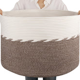 OIAHOMY 105L blanket basket front view with ample storage for blankets.