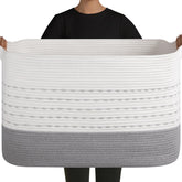 OIAHOMY 108L blanket basket gradient grey front view for easy throw storage