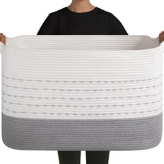 OIAHOMY 108L blanket basket gradient grey front view for easy throw storage