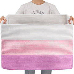 OIAHOMY 108L gradient pink blanket basket with sturdy handles for easy transport