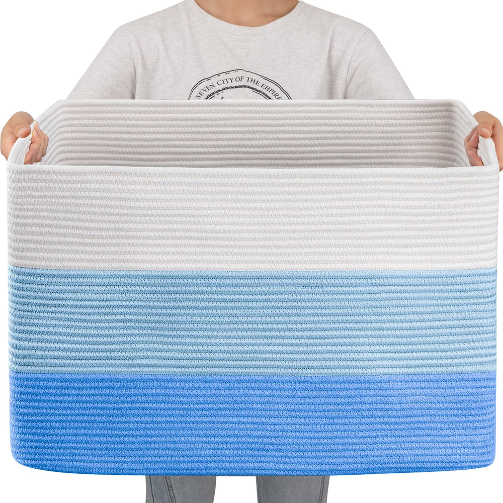 OIAHOMY 108L blanket basket in full-view for organized living room storage