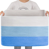 OIAHOMY 108L blanket basket in full-view for organized living room storage