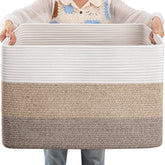 OIAHOMY 108L gradient-yellow rectangle basket enhances living room organization and decor.