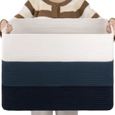 OIAHOMY 108L cotton rope basket in gradient blue for blanket storage in living spaces.