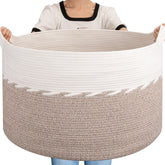 OIAHOMY 125L extra-large blanket basket front view for spacious living room storage