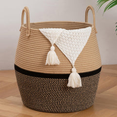 OIAHOMY 60L blanket basket with handle in living room for tidy storage