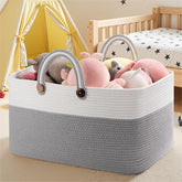 OIAHOMY 75L gradient grey blanket basket close-up shows durable cotton rope texture for safe storage.