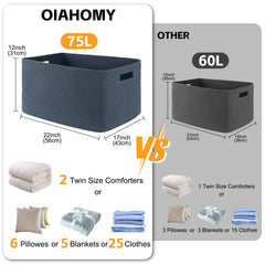 OIAHOMY 75L blanket basket living room use keeps clutter organized.
