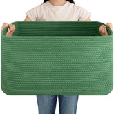 OIAHOMY 75L blanket basket front view showing spacious storage for throws and pillows