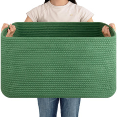 OIAHOMY 75L blanket basket front view showing spacious storage for throws and pillows